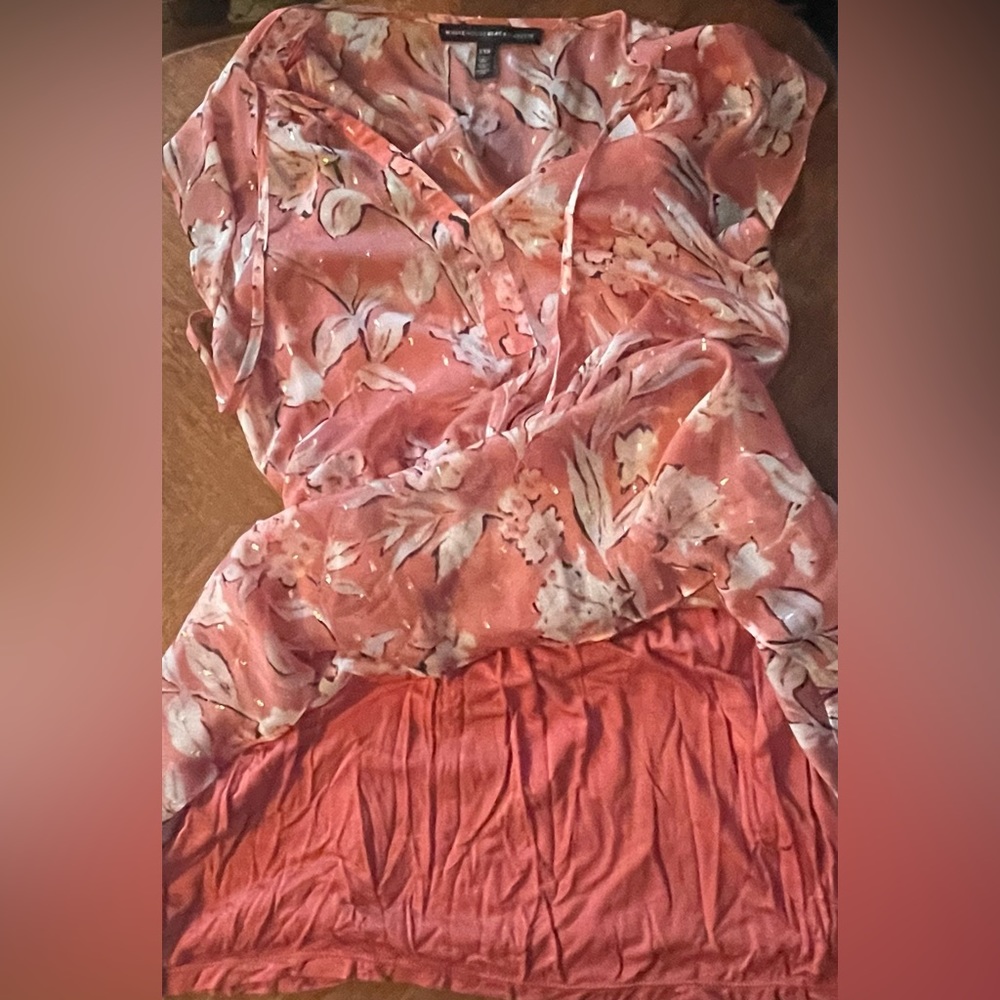WHBM - White House Black Market - Peachy Pink Shimmer Flutter Sleeve Mini Dress - Picture 3 of 5